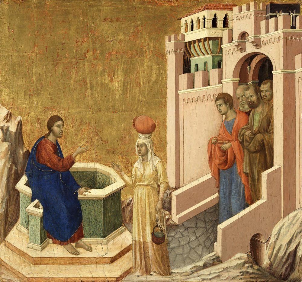 Duccio_di_Buoninsegna_-_Christ_and_the_Samaritan_Woman_-_Google_Art_Project-1000x934 - Qué ver en el Museo Nacional Thyssen-Bornemisza de Madrid: visita rápida para ver obras imprescindibles